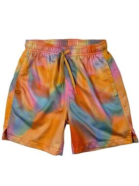LCKR Men's Tie Dye Sunset Ombre Lifestyle Mesh Drawstring Shorts (unisex) Size S